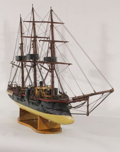 Model of a mixed sail and steam battleship....