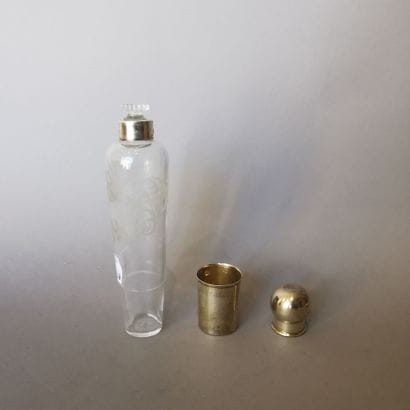 LIQUEUR BOTTLE in crystal and silver gilt...