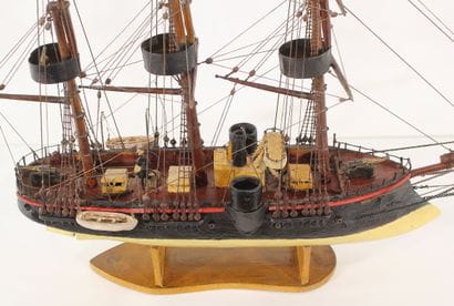 Model of a mixed sail and steam battleship....