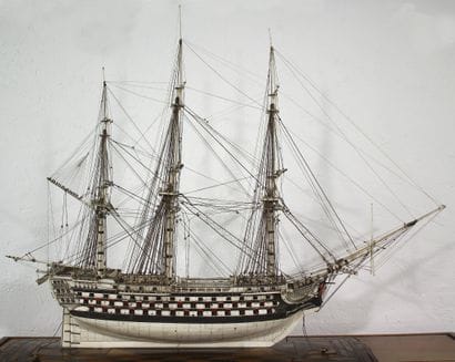 Pontoon model of a three-deck ship of the...