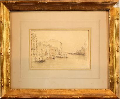 Watercolor. 
Venice. 
Monogrammed 