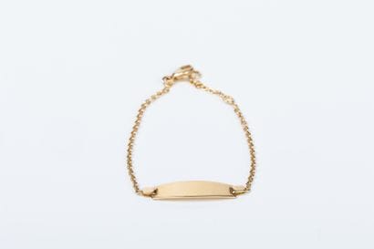 Yellow gold baby ID, round forcat link, rectangular...
