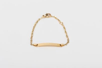 Yellow gold baby ID, navy mesh, rectangular...
