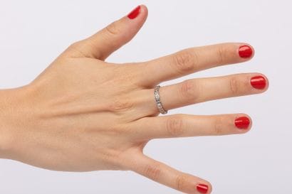 White gold wedding band set with 8/8-cut...