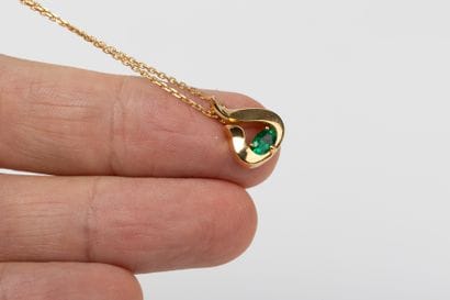Yellow gold chain holding a pendant with...