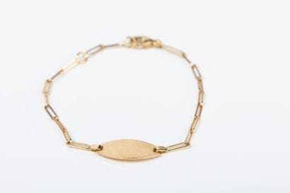 Yellow gold baby ID, elongated mesh, oval...