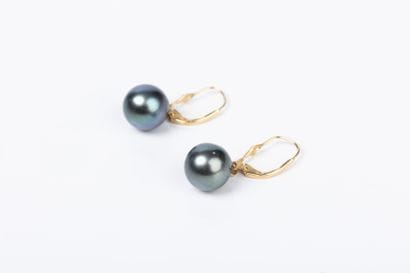 Pair of earrings in yellow gold, holding...