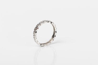White gold wedding band set with 8/8-cut...