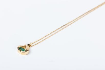 Yellow gold chain holding a pendant with...