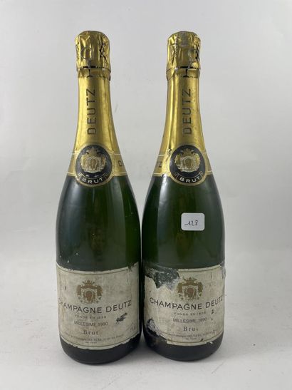 2 btls Champagne 1990 - Brut - Deutz (étiquettes...