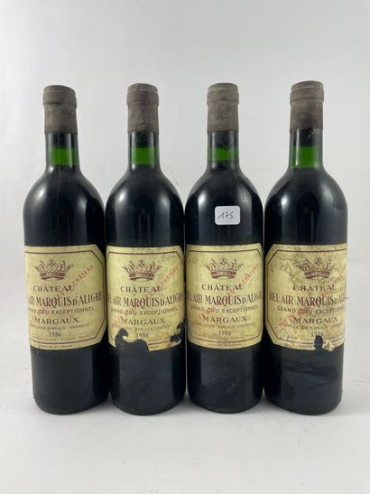 4 btls Château Marquis d'Aligre 1986 - Margaux...