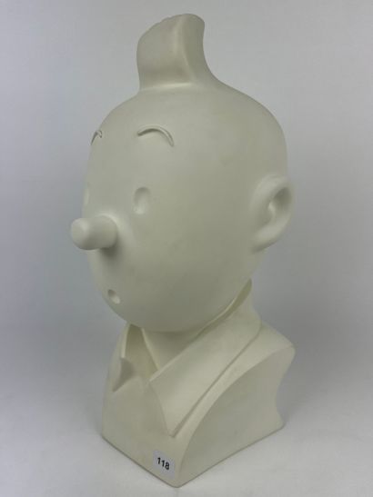 HERGE / TINTIN / BUSTE MONOCHROME BLANC -...