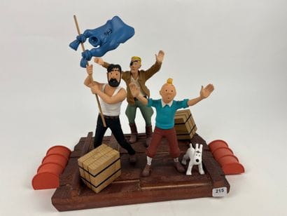 HERGE / COKE EN STOCK - Raft in resin and...