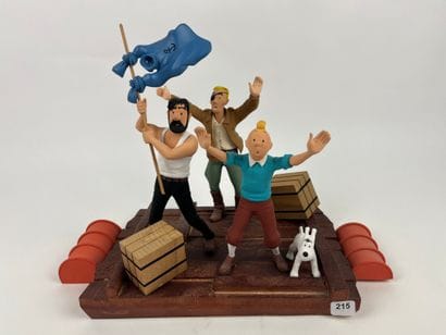 HERGE / COKE EN STOCK - Raft in resin and...