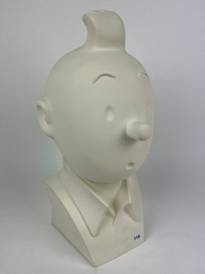 HERGE / TINTIN / BUSTE MONOCHROME BLANC -...