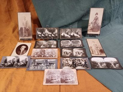 Set of eleven stereo views mounted on cardboard...