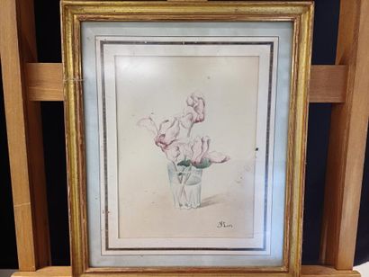 Jorge MORI (1932)
Fleurs roses dans un verre...