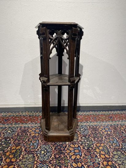 Neo-Gothic style oak or stained chestnut...