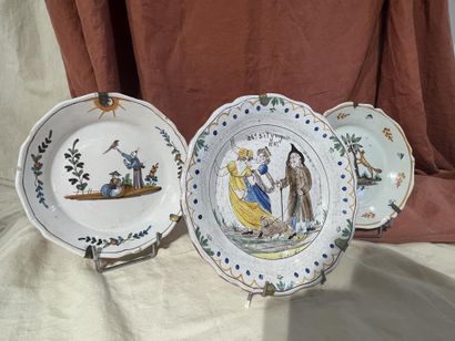 NEVERS
Two earthenware plates with contoured...