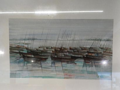 Loïc BARREAU (XX)
Sailing boats at anchor
Watercolor...
