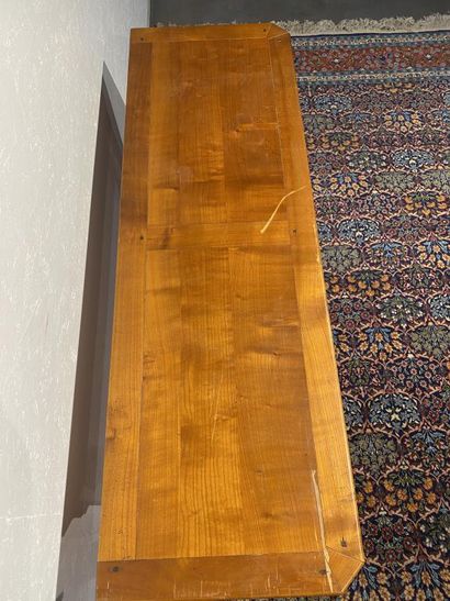 Cherry wood console with panelled and carved...