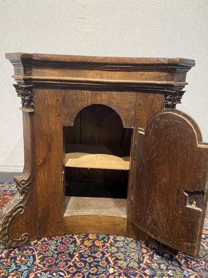 Oak tabernacle top carved with pilasters...