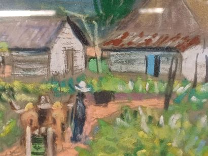 Loïc BARBOTIN (XX)
Village à Cuba 
Pastel...