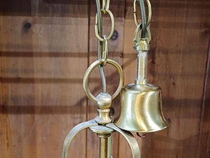 Brass and glass three-light lantern.
Louis...