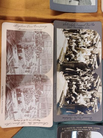 Set of eleven stereo views mounted on cardboard...
