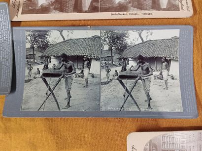 Set of eleven stereo views mounted on cardboard...