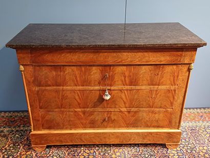 Chest of drawers in mahogany and flamed mahogany...