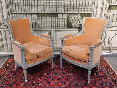A pair of bergères and a pair of reverse-back...