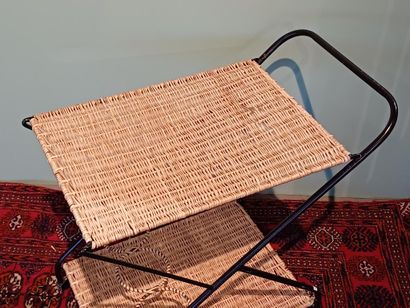 Small two-tiered sideboard in woven rattan...