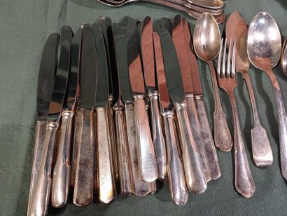 Part of a silver-plated menagère, filet pattern,...