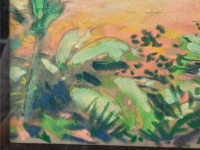 Loïc BARBOTIN (XX)
Village à Cuba 
Pastel...