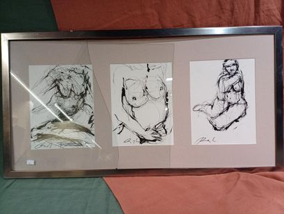 Ecole contemporaine 
Etudes de nus
Encre...