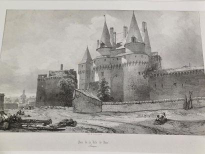 Set of ten engravings, including two on wood,...