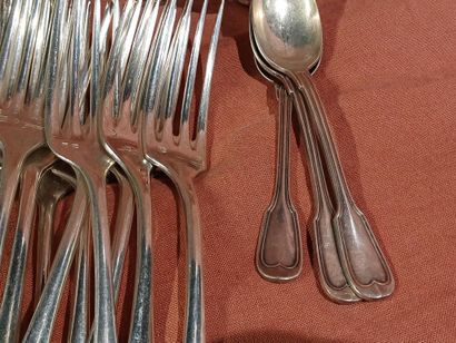 Part of a silver-plated menagère, filet pattern,...
