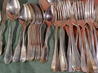 Part of a silver-plated menagère, filet pattern,...