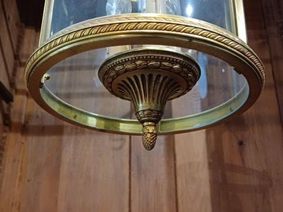 Brass and glass three-light lantern.
Louis...