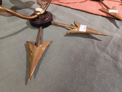 Pair of two-light brass sconces decorated...