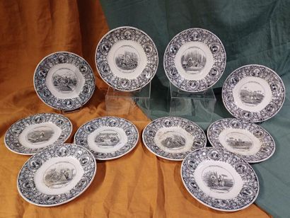 SARREGUEMINES
Suite de dix assiettes en faïence...