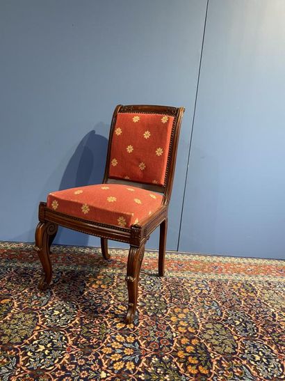Mahogany and mahogany veneer chair with slightly...
