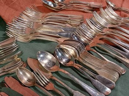 Part of a silver-plated menagère, filet pattern,...