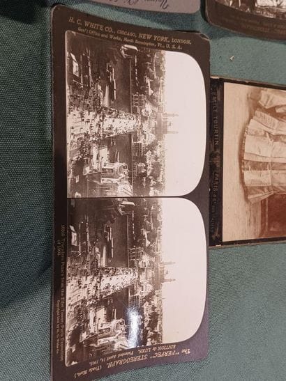 Set of eleven stereo views mounted on cardboard...