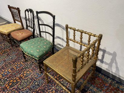 Set comprising three children's chairs with...