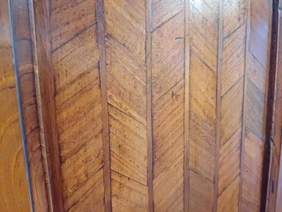 Wooden veneer floor clock with frieze and...