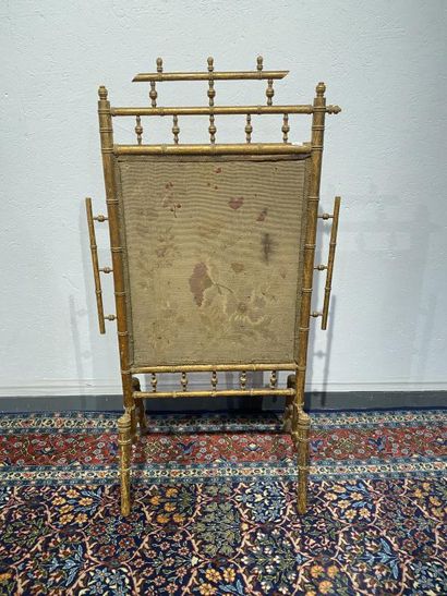 Gilded wood mantel screen in imitation bamboo...