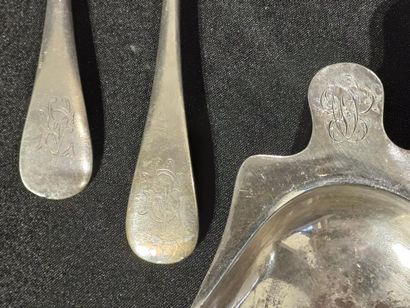 Set comprising two monogrammed silver-plated...