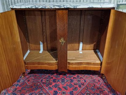 Rosewood veneered sideboard with inlaid frieze...
